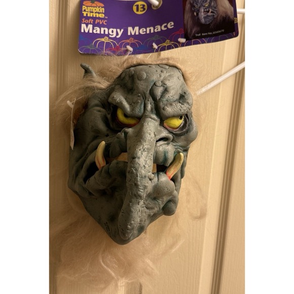 2001‎ Paper Magic Group Rubber Halloween Mask Mangy Menace Troll Monster Witch - Picture 1 of 9